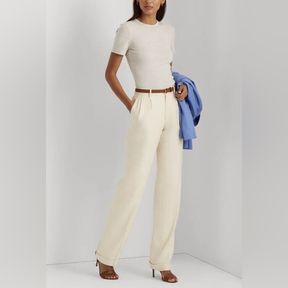 Lauren Ralph Lauren Linen Twill Pleated Pants